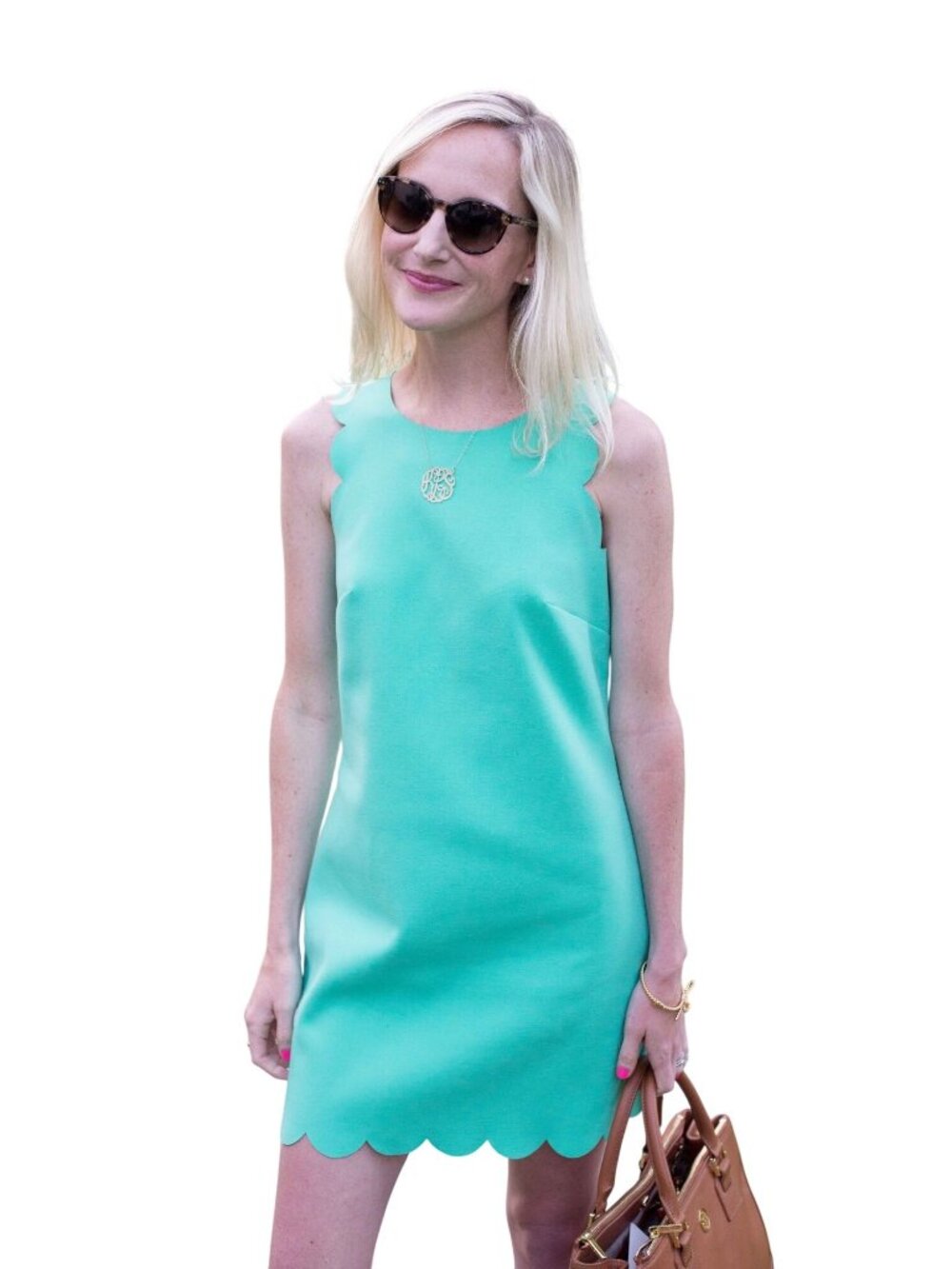 J. Crew Dress Size 6 Green Sheath Playful Scalloped Trim Round Neck Sleeveless